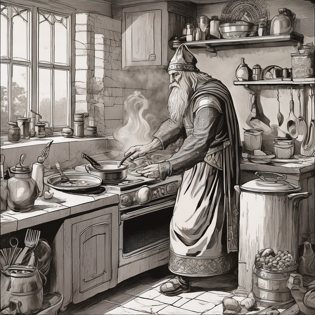 norse god odin cooking something